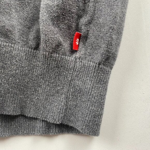 Izod Mens Sweater Medium Gray V-Neck Cotton Blend Long Sleeve - Picture 6 of 6